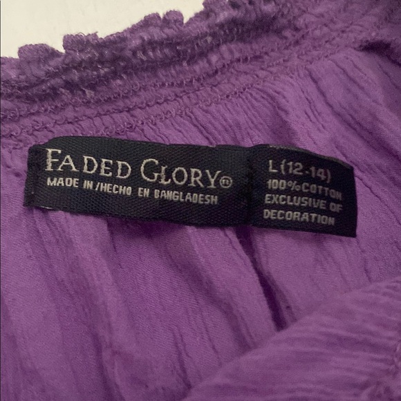 Women's Short-Sleeved Sheer Purple Top - Picture 2 of 5